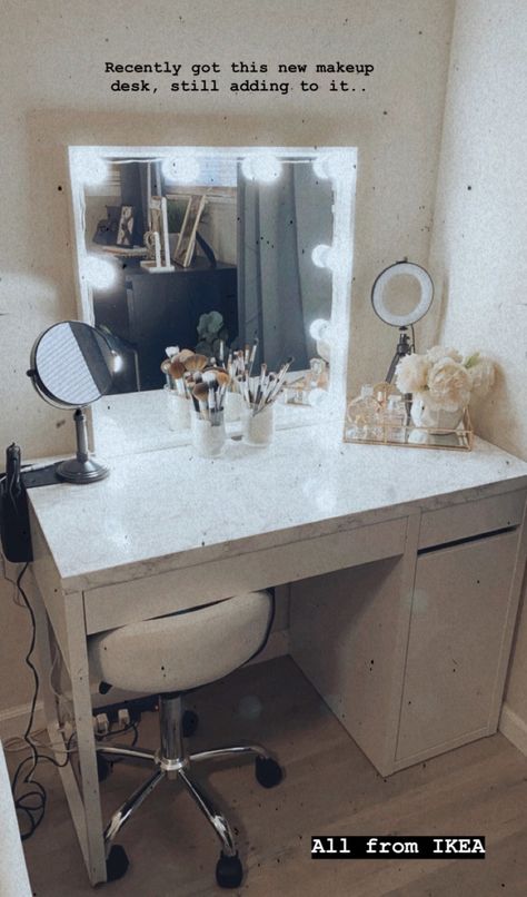 Micke Vanity Ideas, Micke Desk Ikea Ideas Makeup Vanities, Micke Vanity, Ikea Micke Desk Vanity, Ekby Alex Ikea Make Up, Micke Desk Makeup Vanity, Makeup Table Ikea Micke, Ekby Alex Hack Makeup Vanities, Ikea Mikey Desk