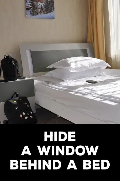 How to Hide a Window Behind a Bed Hiding A Window, Window Behind Bed, Luxury Bed Design, Modern Luxury Bed, Curtain Installation, Canopy Frame, Over The Bed, Types Of Curtains, Luxury Bed