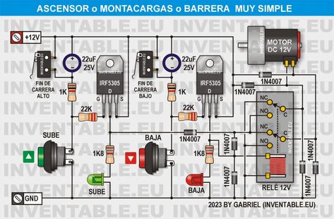 Circuito muy simple de un ascensor o montacargas o barrera - Inventable Power Supply, Circuit