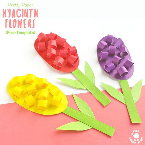 Pretty Paper Hyacinth Flower Craft - Kids Craft Room Norooz Crafts, Nowruz Crafts, Paper Hyacinth, Daffodil Craft, Kites Craft, Spring Flower Crafts, Umbrella Craft, Hyacinth Flower, Springtime Crafts