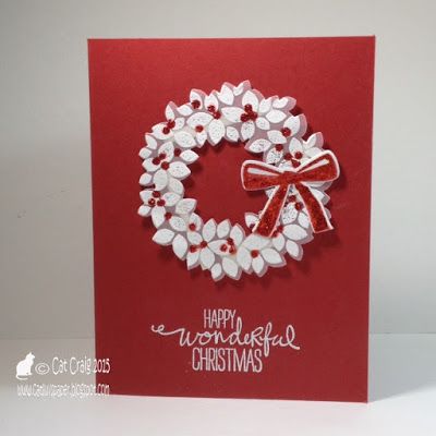 Wreath Stamp, Wondrous Wreath, Wreath Cards, Elegant Wreath, Gold Embossing, Handmade Christmas Cards, Christmas Card Inspiration, Cherry Cobbler, Christmas Challenge