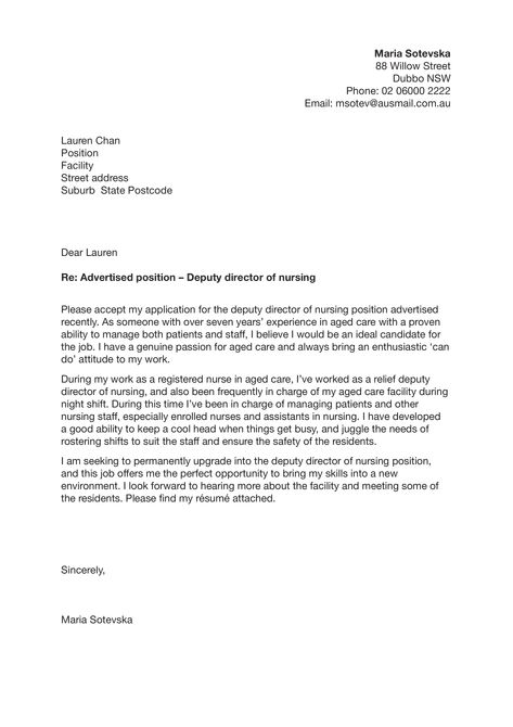 Deputy Director Of Nursing Cover Letter Sample - How to write a Deputy Director of Nursing Cover Letter Sample? Download this Deputy Director of Nursing Cover Letter Sample template now! Nursing Cover Letter, Nurse Cover, Effective Cover Letter, Resume Cover Letter Examples, Registered Nurse Resume, Best Cv, Professional Cover Letter, Bank Job, Cover Letter Template Free