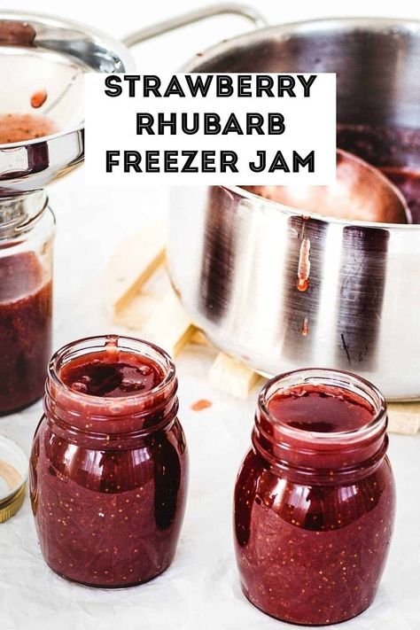 Capture summer's bounty with this easy Strawberry Rhubarb Freezer Jam. Fresh fruit, natural sweetness, and a burst of tartness. No pectin, just pure flavor! Strawberry Rhubarb Freezer Jam, Rhubarb Freezer Jam, Homemade Fruit Popsicles, Strawberry Freezer Jam, Freezer Jam Recipes, Strawberry Rhubarb Jam, Rhubarb Jam, Fruit Popsicles, Freezer Jam