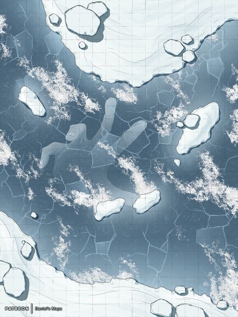 Dnd Ice Battlemap, Frozen Wasteland, Snow Map, Pathfinder Maps, Icewind Dale, Dnd World Map, Fantasy World Map, Tabletop Rpg Maps, Dnd Dragons