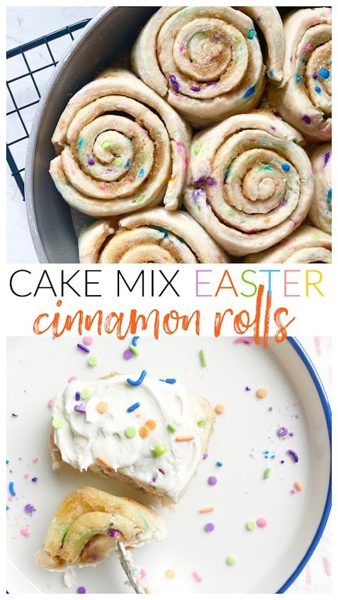 Cake Mix Easter Cinnamon Rolls Cinnamon Roll Ideas, Cake Mix Ideas, Cinnamon Bun Cake, Bunny Cinnamon Rolls, Cake Mix Cinnamon Rolls, Chickpeas Salad, Overnight Cinnamon Rolls, Easy Cinnamon Rolls Recipe, Sliced Peaches