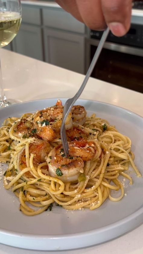 Shrimp scampi linguine (ingredients in comments) | Cord and the Kitchen | Cord and the Kitchen · Original audio Jambalaya Rice, Shrimp Scampi Linguine, Chicken And Sausage Jambalaya, Sausage Jambalaya, Easy Shrimp Scampi, Shrimp Scampi, Pasta Lover, Andouille Sausage, Andouille