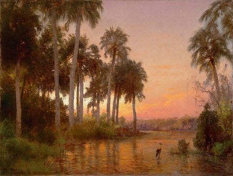 Tropical Landscape Painting, Palm Tree Paintings, Florida Artwork, The Highwaymen, Art Perspective, Florida Everglades, Florida Landscape, Importance Of Art, Ocean Paintings