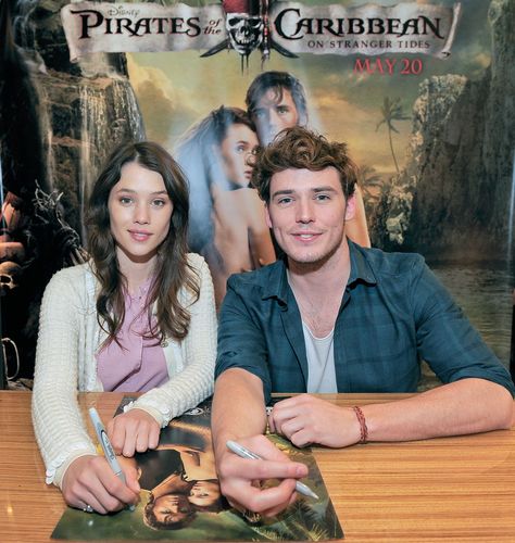 Àstrid Bergès-Frisbey and Sam Claflin on the press tour at Hot Topic for Disney's "Pirates of the Caribbean: On Stranger Tides" (2011) Pirates Theme, Astrid Berges Frisbey, On Stranger Tides, Johnny Depp Pictures, Spanish Actress, Sam Claflin, Launch Event, Just Jared, Pirates Of The Caribbean