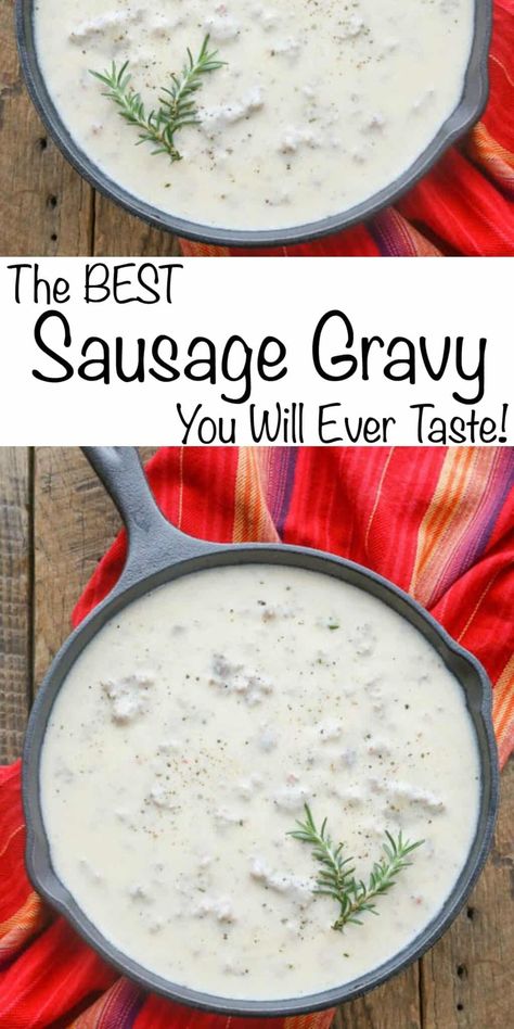 Best Sausage Gravy, Homemade Sausage Gravy, Sausage Gravy And Biscuits, Sausage Gravy Recipe, Homemade Buttermilk Biscuits, Best Sausage, Homemade Gravy, Homemade Sausage, Brunch Dishes