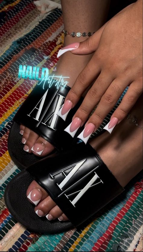 Medium Duck Nails Acrylic, Duck Nails Black Women, Duck Nails Black, Medium Duck Nails, French Tip Duck Nails, Duck Flare Nails, Duck Tip Nails, Nails Black Women, Matching Nails