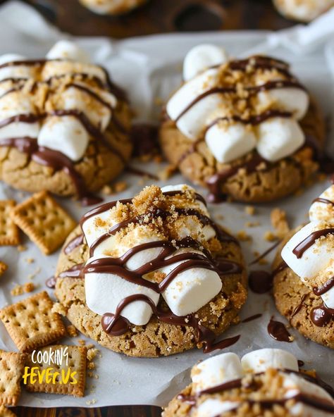 Crumbl S'mores Cookies Toasting Marshmallows, Cooking Fever, S Mores Cookies, Graham Cracker Cookies, Cracker Cookies, Gooey Cookies, Smores Cookies, Around The Campfire, My Face When