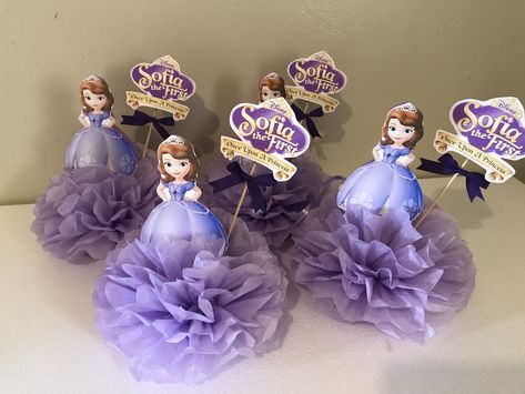 Sofia the first centerpiece Birthday Party Table Decor, Sofia The First Birthday Party, Birthday Party Table, Party Table Decor, Sofia The First, Princess Birthday Party, Birthday Party Decoration, First Birthday Party, Princess Birthday