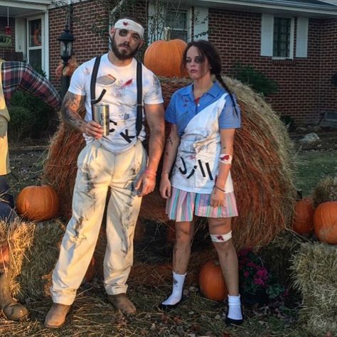 Jack and Jill, after the hill Jack And Jill Halloween Costume, Jack And Jill Costume, Jack And Jill Costume Couple, Scary Mary, Birks Outfit, Jack And Jill, Couples Costumes, Halloween Costumes Women, Kids Costumes