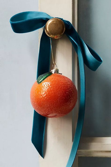 Orange Ornament | Free People Orange Christmas Decorations, Iceland Christmas, Dread Ideas, Popcorn Garland, Orange Ornaments, Anthropologie Christmas, Christmas Orange, Fruit Ornaments, Holiday Greenery