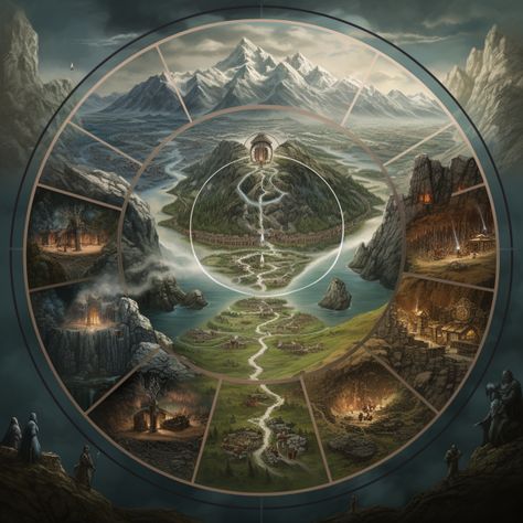 The Nine Realms in Norse Mythology Asgard Norse Mythology, Alfheim Norse Mythology, Asgard Mythology, Norns Norse Mythology, Norse Realms, Norse Mythology Aesthetic, The 9 Realms, Different Realms, Pagan Life