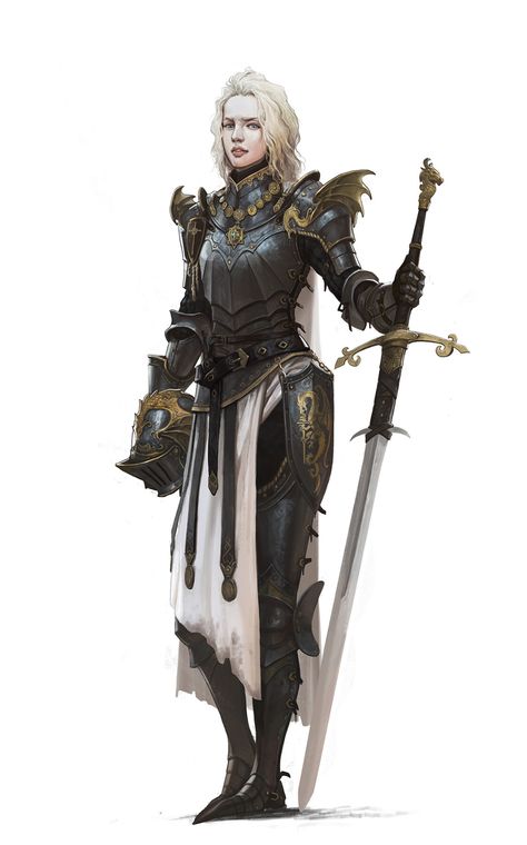 Knight Core Aesthetic Outfits, Women In Armor Art, Dragon Knight Art Character Design, Knight Outfit Female, Armor Design Fantasy, Female Armor Design, Dragon Armor Female, D&d Cleric, Female Knight Art Character Design