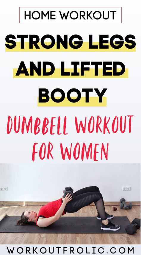 Keeping it simple but effective - at-home dumbbell workout, consisting of only 5 exercises that will strengthen and sculpt your legs and glutes! #homeworkout #buttworkout #dumbbellworkout Glutes Dumbbell Workout, Glutes Dumbbell, Upper Body Dumbbell Workout, Dumbbell Workout At Home, Functional Workouts, Body Workout At Home, Keeping It Simple, Dumbbell Workout, Strength Workout