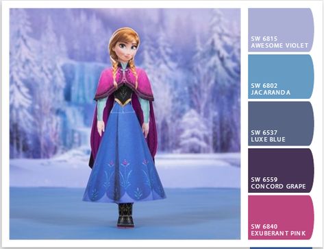 Hgtv Paint Colors, Sherwin Williams Perfect Greige, Whole House Color Palette, House Color Palette, Frozen Painting, Color In Film, Sherwin Williams Color Palette, Disney Princess Colors, Disney Animated Movies