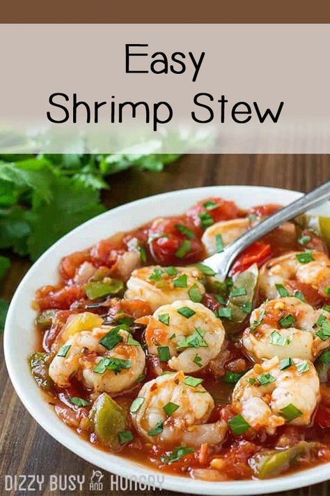 Easy shrimp stew recipe in a rich tomato sauce (New Orleans Style Etouffee) #dizzybusyandhungry #shrimp #shrimpstew #etouffee #comfortfood #seafood Shrimp Stew, Creamy Rice, Seafood Stew, Easy Shrimp, Stew Recipe, Weeknight Dinner Recipe, Asian Dishes, Gumbo, Shrimp Recipes