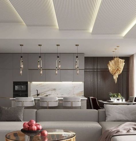 Contemporary Ceiling Design, Latest False Ceiling Designs, Kitchen Ceiling Design, Pop Design For Hall, Luxury Ceiling Design, New Ceiling Design, False Ceiling Living Room, Interior Ceiling Design, Pop False Ceiling Design