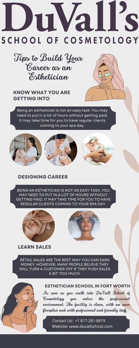 Tips to Build Your Career as an Esthetician Esthetic School, Becoming An Esthetician, Esthetician School, For Skin Care, Business Skills, Spa Treatments, Beauty Treatments, To Study, Cosmetology