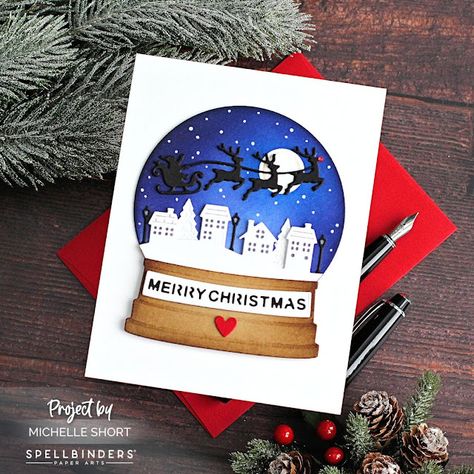 Spellbinders Christmas Cards, Simon Hurley, Spellbinders Cards, Christmas Snow Globes, Stampin Up Christmas, Christmas Cards To Make, Christmas Scenes, Winter Cards, Christmas Cards Handmade