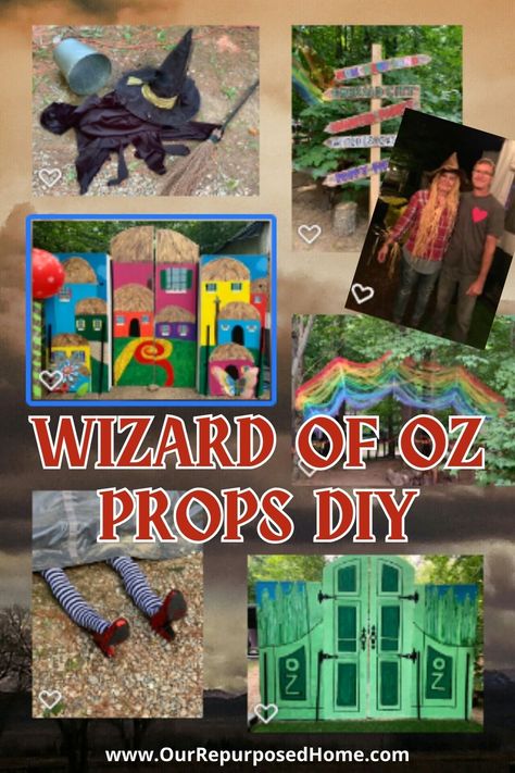 Follow the yellow brick road to the most enchanting Halloween ever! Learn how to craft whimsical Wizard of Oz-themed props and decorations. 🌈🎃 #WizardOfOzHalloween #DIYProps #HalloweenDecor" Lollipop Guild Wizard Of Oz, Wizard Of Oz Decorating Ideas, Dorothy’s House Wizard Of Oz, Halloween Wizard Of Oz Decorations, Wizard Of Oz Rainbow, Wizard Of Oz Golf Cart, The Wiz Theme Party, Diy Emerald City, Wizard Of Oz Decorations Emerald City