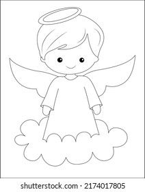 Angel Crafts For Preschoolers, Cute Angel Drawing, Angel Template, Angel Drawings, Angel Outline, Door Decorations Classroom Christmas, Angel Coloring Pages, Angel Vector, Christmas Coloring Sheets