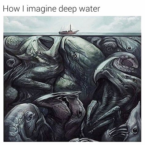 Lakes, rivers, and oceans... terrifying. Mars Retrograde, Memes Of The Day, Warrior Quotes, Deep Water, New Memes, A Group, Dankest Memes, Funny Images, Really Funny