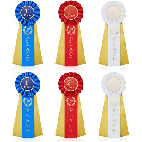 PRICES MAY VARY. Package Includes: you will receive 6 pieces of award ribbons in 3 colors, blue for the first place, red for the second place, and white for the third place, enough quantity and designs can satisfy your reward needs at various occasions Reliable Material: our participation ribbon is made of quality polyester material, soft and comfortable to touch, sturdy enough and not easy to tear or break, with clear printing and hard to fade, so the recipient will keep it as a keepsake for a Ribbon Award, Award Ribbons, Medal Ribbon, Third Place, Spelling Bee, Ink Toner, Science Fair, Talent Show, Educational Crafts