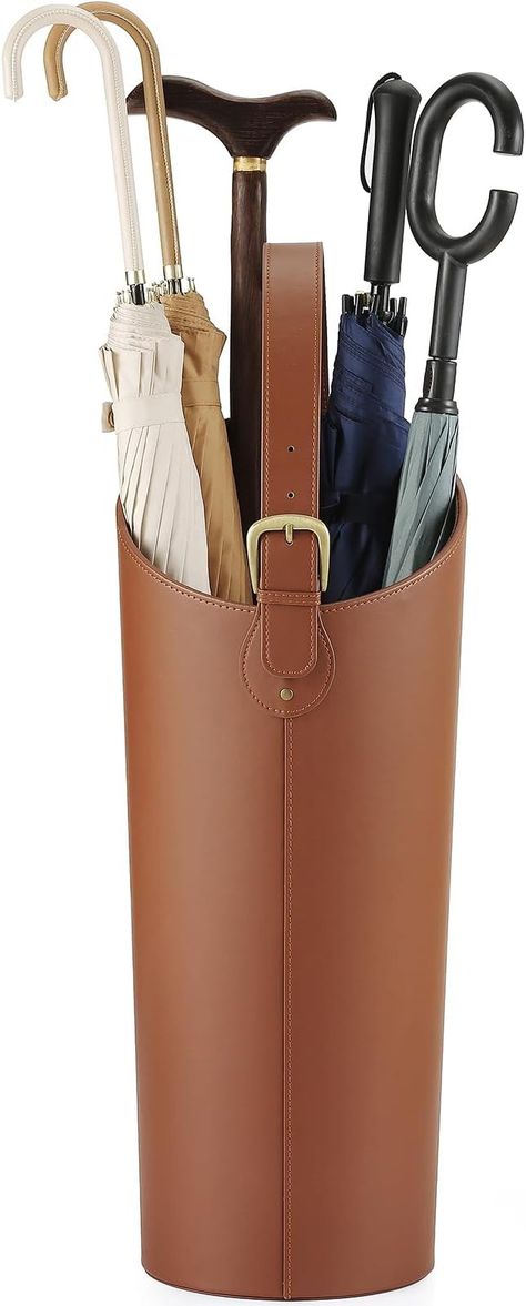 Amazon.com: Brown Umbrella Stands That won't Fall Down Large Capacity 9.84*22.44 Inch Umbrella Holder Bucket with 2 Removable Hooks can also Hold 10 Walking Sticks Cane or 8 Baseball Batss etc : Home & Kitchen Brown Umbrella, Umbrella Holder, Umbrella Stands, Walking Sticks, Umbrella Stand, Falling Down, Umbrella, Hold On, Walking