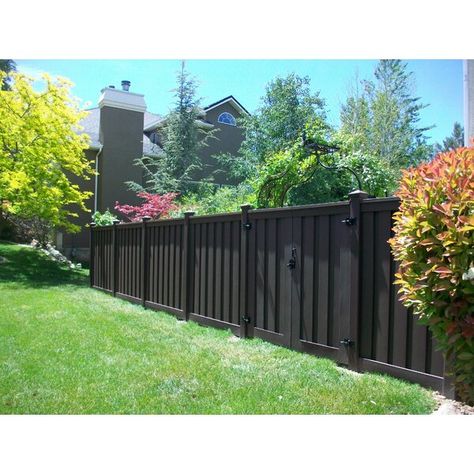 Screening Ideas, Vinyl Fence Panels, Composite Fencing, Modern Fence Design, Double Gate, Sloped Backyard, Composite Fence, Fence Screening, Wood Plastic Composite