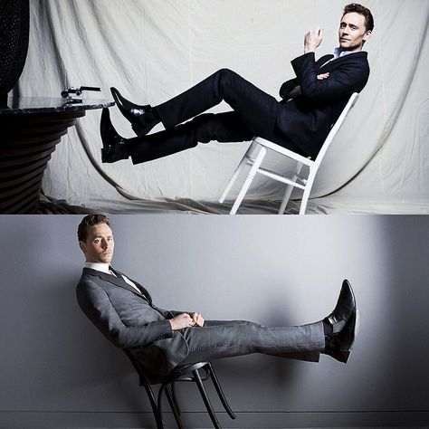 Tom Hiddleston: leaning precariously on chairs since birth Leaning On Chair Pose, Leaning Back In Chair Pose, Leaning Down Pose, Loki Poster, Tom Hiddleston Being A Gentleman, Tom Hiddleston Sitting, Tom Hiddleston Suburban Shootout, King Tom, Tom Hiddleston Playing Guitar