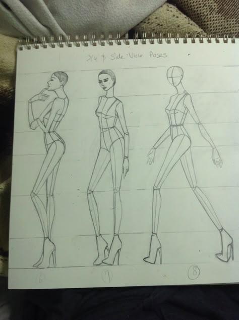 Side view poses by Nicole Lindner Croquis Side Pose, Side Croquis Fashion Illustrations, Fashion Croquis Side Pose, Croqui Side Pose, Movement Figure Drawing Sketch, Side Drawing Poses, Side Pose Fashion Illustration, Side Model Pose, Side View Clothes Drawing