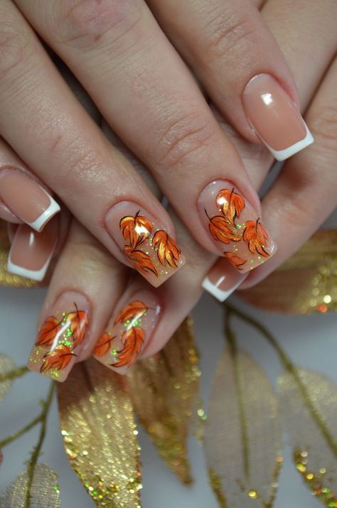 Neutral Nail Art, Gradient Nail Design, Thanksgiving Nail Designs, Thanksgiving Nail Art, Thanksgiving Nail, Nagellack Trends, Fall Gel Nails, Fall Nail Art Designs, Short Nails Art