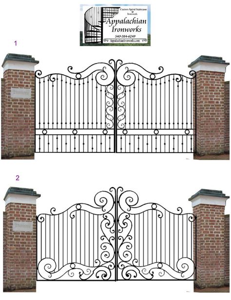 Large Estate Entrance Gate  Digital Design by Appalachian Ironworks .com Estate Entrance, Wrought Iron Garden Gates, Iron Garden Gates, Spiral Staircases, Metal Doors Design, Gate Designs, Steel Gate Design, Entrance Gate, Front Gate Design