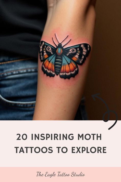 20 Inspiring Moth Tattoos to Explore Butterfly With Eyes Tattoo, Moth And Flower Tattoo, Butterfly With Eyes, Moth Tattoos, Best Cover Up Tattoos, Moth Tattoo Design, Unique Wrist Tattoos, Traditional Tattoo Inspiration, Eyes Tattoo