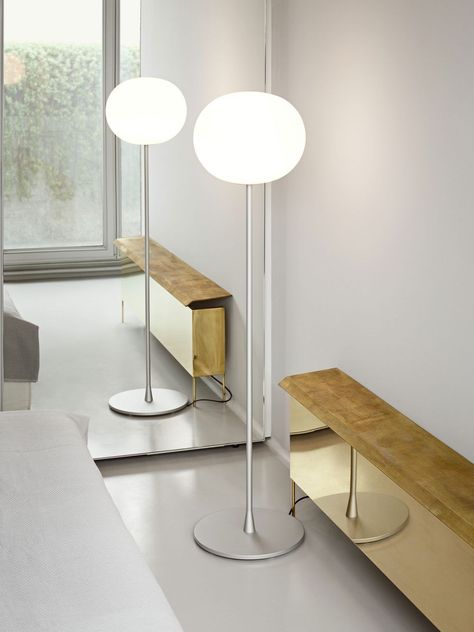 Flos Glo Ball, Flos Light, Acid Etched Glass, Tall Floor Lamps, Jasper Morrison, Soft Flooring, Contemporary Floor Lamps, Floor Lamp Design, Bathroom Wall Lights