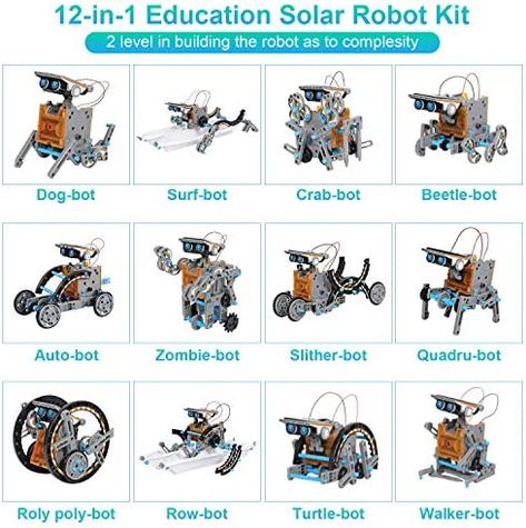 Ships within 24 Hours or Less! mababa 12-in-1 Solar Robot Building Kit for Kids, STEM Educational Creation 190-Piece Kit with Solar Powered Motorized Engine and Gears for Boys and Girls Ages 8-12. Shop at https://www.howdytoy.com/product/mababa-12-in-1-solar-robot-building-kit-for-kids-stem-educational-creation-190-piece-kit-with-solar-powered-motorized-engine-and-gears-for-boys-and-girls-ages-8-12 Solar Robot, Robot Building, Stem For Kids, Toy Ideas, Kits For Kids, Solar Powered, Solar Power, Remote Control, Boy Or Girl