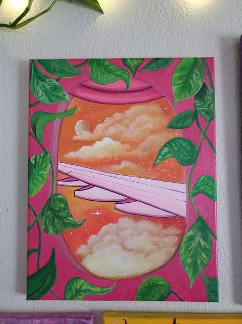 Cute Canvas Paintings Aesthetic, Things To Paint On Canvas Trippy, Cute Pink Paintings, Painting Ideas Cool, Long Canvas Painting Ideas, Easy Cute Painting Ideas, Fun Painting Ideas On Canvas, Cute Simple Paintings, Simple Canvas Paintings