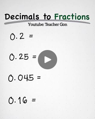 Fast and Easy Conversion": Decimal To Fraction! | Fast and Easy Conversion": Decimal To Fraction!

#mathtutor #teachergon #mathtricks | By Ako si Teacher GonFacebook Convert Fractions To Decimals, Decimal To Fraction, Fraction Chart, Maths Tricks, Converting Fractions, 6 Class, Fractions Decimals, Math Tutor, Math Tricks