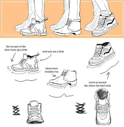 How To Draw Boots Side View, Shoes Drawing Tutorial, How To Draw Shoes, Arm Drawing, Big Shoes, Arm Art, Anatomy Tutorial, Fashion Drawing Sketches, Self Taught