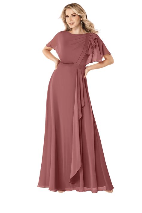 Modest Terracotta Bridesmaid Dresses, Modest Bridesmaid Dresses With Sleeves, Modest Bridesmaid Dress, Blush Pink Bridesmaid Dresses, Modest Formal Dresses, Bridesmaid Dresses With Sleeves, Modest Bridesmaid Dresses, Cascading Ruffles, Azazie Bridesmaid Dresses