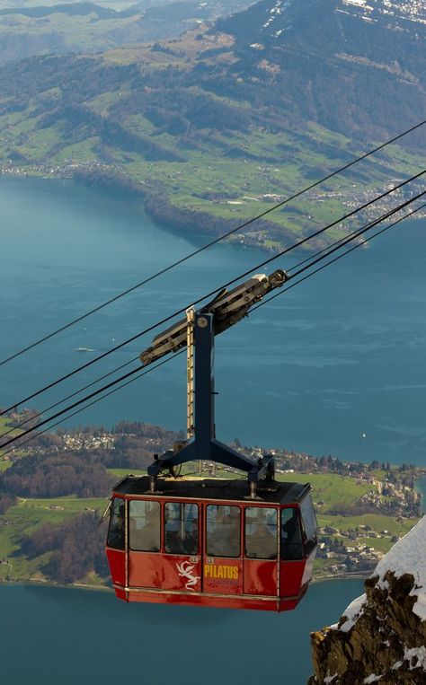 Mount Pilatus Cable Car - Switzerland Switzerland Adventure, Mount Pilatus, Switzerland Vacation, Lucerne Switzerland, Visit Switzerland, Grand Budapest, Cable Cars, Cable Car, Switzerland Travel