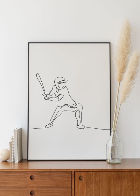 Minimalist Cricket Line art, Digital Download, Continuous Drawing, Sport Print, Male Player Athlete Poster, Room Decoration, Simple Sketch Athlete Poster, Line Art Digital, Simple Sketch, Poster Room, Sports Prints, Illusion Art, Sketches Easy, Room Decorations, Online Printing Services