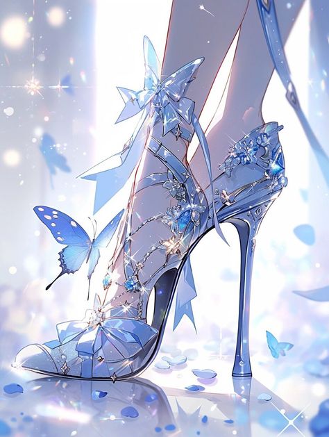 Glamour Heels, Fashion Illustration Shoes, Character Accessories, Whimsical Shoes, Heels Design, Chinese Animation, Magic Shoes, Fantasy Outfits, Fairy Shoes