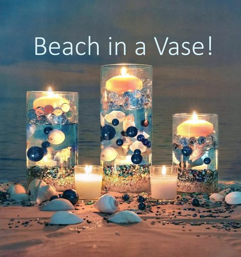 Vase Decorations, Floating Centerpieces, Blue Pearls, Blue Themed Wedding, Sea Colour, Thanksgiving Theme, Light Images, Candle Vase, Vase Fillers