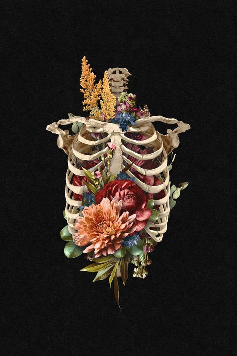 Anatomy Art Background, Ipad Wallpaper Aesthetic Biology, Skeleton Astethic, Anatomy Wallpaper Iphone, Skeleton Flower Art, Skeleton With Butterflies, Dubai Tattoo, Skeletal Art, Skeleton With Flowers