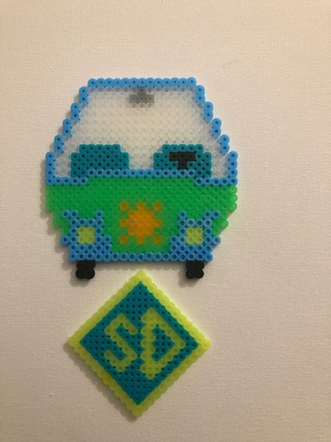 Perler beads Mystery Machine, Perler Beads Designs, Perler Bead, Mario Mushroom, Dog Tag, Bead Designs, Perler Beads, Dog Tags, Mario Characters