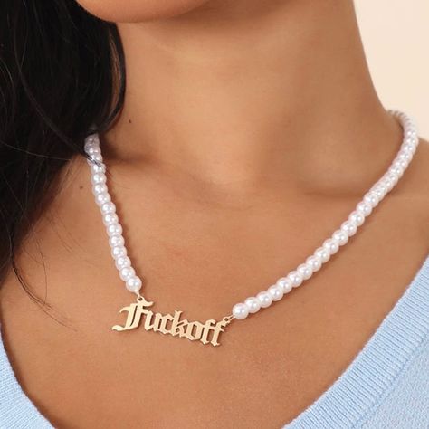 Lobster Clasp Closure New With Tags Never Been Tried On 1 Sold 1 Available Pearl Name Necklace, Pearl Name, Letter Design, Jewelry Inspo, Lettering Design, Name Necklace, Lobster Clasp, Pearl Necklace, White Gold